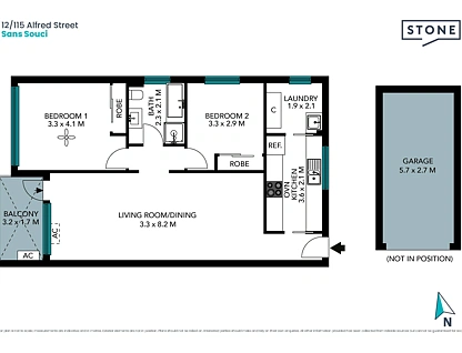12/115 Alfred Street, Sans Souci, St George, 2 chambres, 1 salles de bain, Apartment
