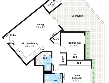 G12/2 Wembley Court, Subiaco, Perth CBD, 2房, 2浴, Apartment
