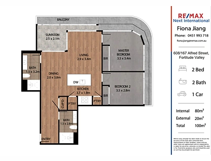 608/167 Alfred Street, Fortitude Valley, Brisbane - Inner City Region, 2房, 2浴, Apartment