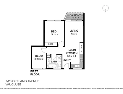7/23 Girilang Avenue, Vaucluse, Eastern Suburbs, 2 rūma, 1 rūma horoi, Apartment