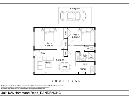 1/26 Hammond Road, Dandenong, South East Melbourne, 2 Bedrooms, 1 Bathrooms, Unit