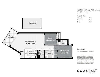 10/122-130 Old Burleigh Road, Broadbeach, Gold Coast, 2 habitaciones, 2 baños, Apartment