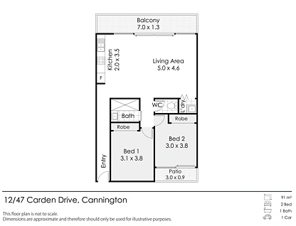 12/47 Carden Drive, Cannington, South East Perth, 2房, 1浴, Apartment