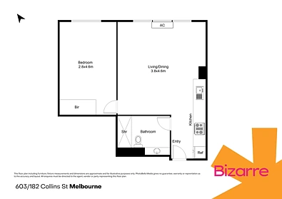 603/182 Collins Street, Melbourne, VIC 3000, 1 રૂમ, 1 બાથરૂમ, Apartment