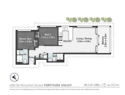508/50 McLachlan Street, Fortitude Valley, Brisbane - Inner City Region, 2部屋, 2バスルーム, Apartment
