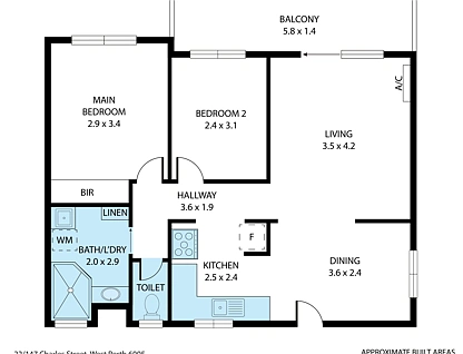 22/147 Charles Street, West Perth, Perth CBD, 2房, 1浴, Apartment