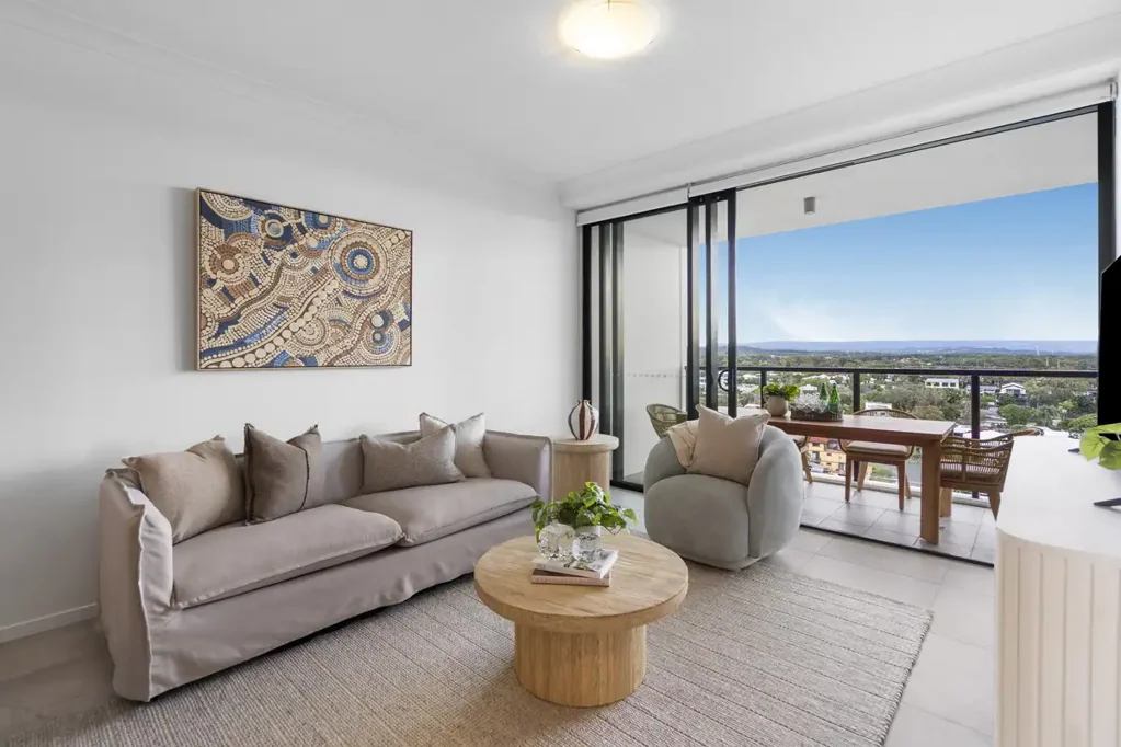 Labrador 2침실 Modern Level 12 Apartment (1Bed + Study) with Hinterland Views & Broadwater Life