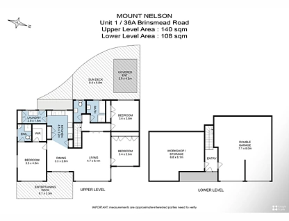 1/36A Brinsmead Road, Mount Nelson, Hobart, 3房, 2浴, Apartment
