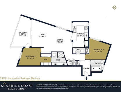 342/21 Innovation Parkway, Birtinya, Sunshine Coast, 2 ห้องนอน, 2 ห้องน้ำ, Apartment