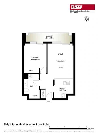 407/2 Springfield Avenue, Potts Point, NSW 2011, 1房, 1浴, Apartment