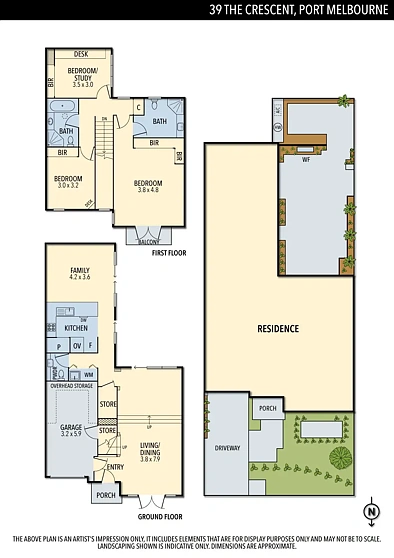 39 The Crescent, Port Melbourne, VIC 3207, 3房, 2浴, House