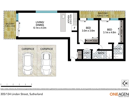305/134 Linden Street, Sutherland, Sutherland Shire, 2部屋, 2バスルーム, Apartment