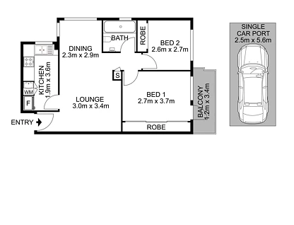 1/36-38 Gloucester Road, Hurstville, St George, 2 Schlafzimmer, 1 Badezimmer, Apartment