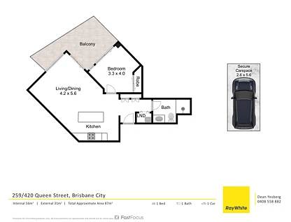 259/420 Queen Street, Brisbane City, Brisbane - Inner City Region, 1 غرف, 1 حمامات, Apartment