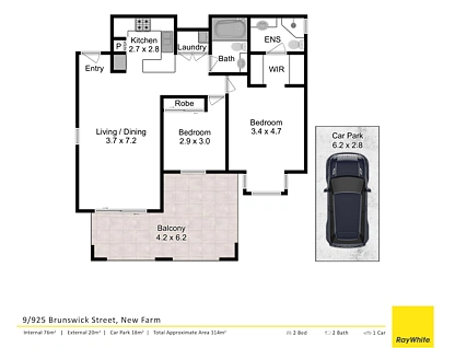 9/925 Brunswick Street, New Farm, Brisbane - Inner City Region, 2 phòng ngủ, 2 phòng tắm, Apartment