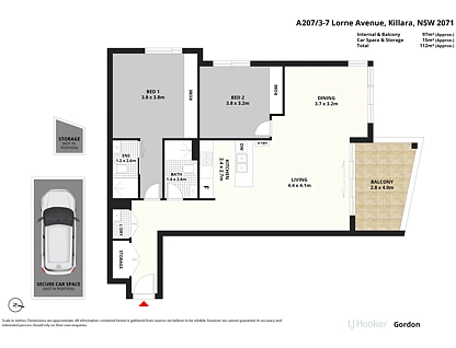 A207/3-7 Lorne Avenue, Killara, Upper North Shore, 2 habitaciones, 2 baños, Apartment