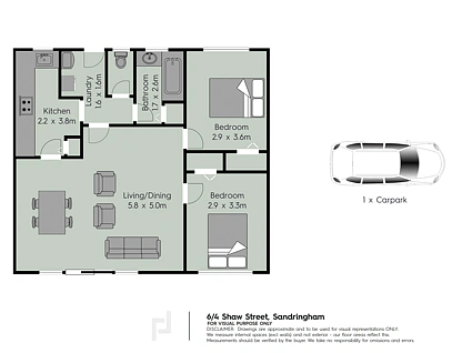 6/4 Shaw Street, Sandringham, Auckland City, 2 ਕਮਰੇ, 1 ਬਾਥਰੂਮ, Unit