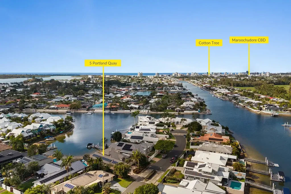 Maroochydore 5બેડરૂમ North-Facing, Waterfront Position in Portland Quay