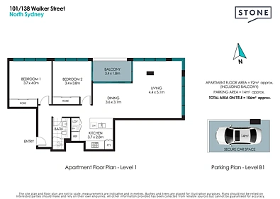 101/138 Walker Street, North Sydney, NSW 2060, 2房, 1浴, Apartment