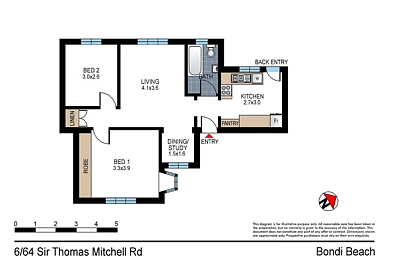 6/64 Sir Thomas Mitchell Road, Bondi Beach, NSW 2026, 2 રૂમ, 1 બાથરૂમ, Apartment