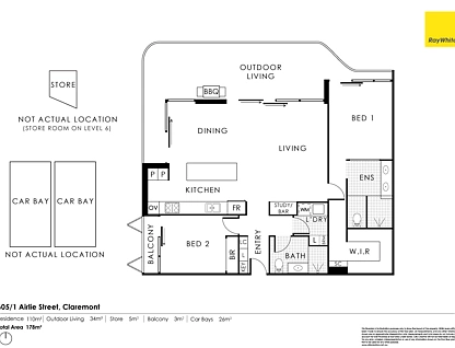 605/1 Airlie Street, Claremont, North West Perth, 2 غرف, 2 حمامات, Apartment