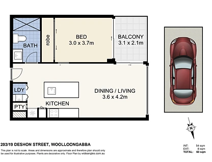 203/19 Deshon Street, Woolloongabba, Brisbane - Southern Region, 1 phòng ngủ, 1 phòng tắm, Apartment