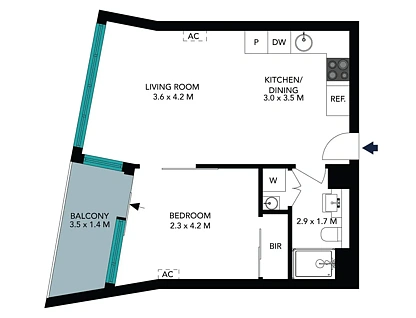 514/1 Marmion Place, Docklands, Melbourne CBD, 1部屋, 1バスルーム, Apartment