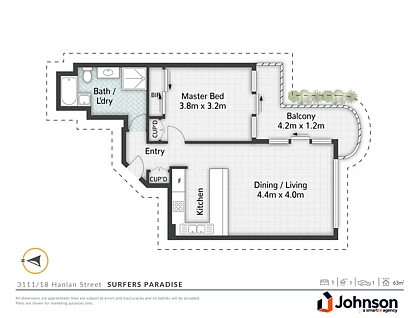 3111/18 Hanlan Street, Surfers Paradise, Gold Coast, 1 rūma, 1 rūma horoi, Apartment