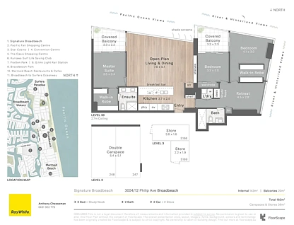 3004/12 Philip Avenue, Broadbeach, QLD 4218, 3房, 2浴, 公寓