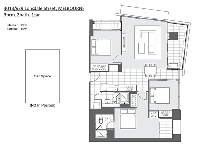4013/639 Lonsdale Street, Melbourne, Melbourne CBD, 3房, 2浴, Apartment