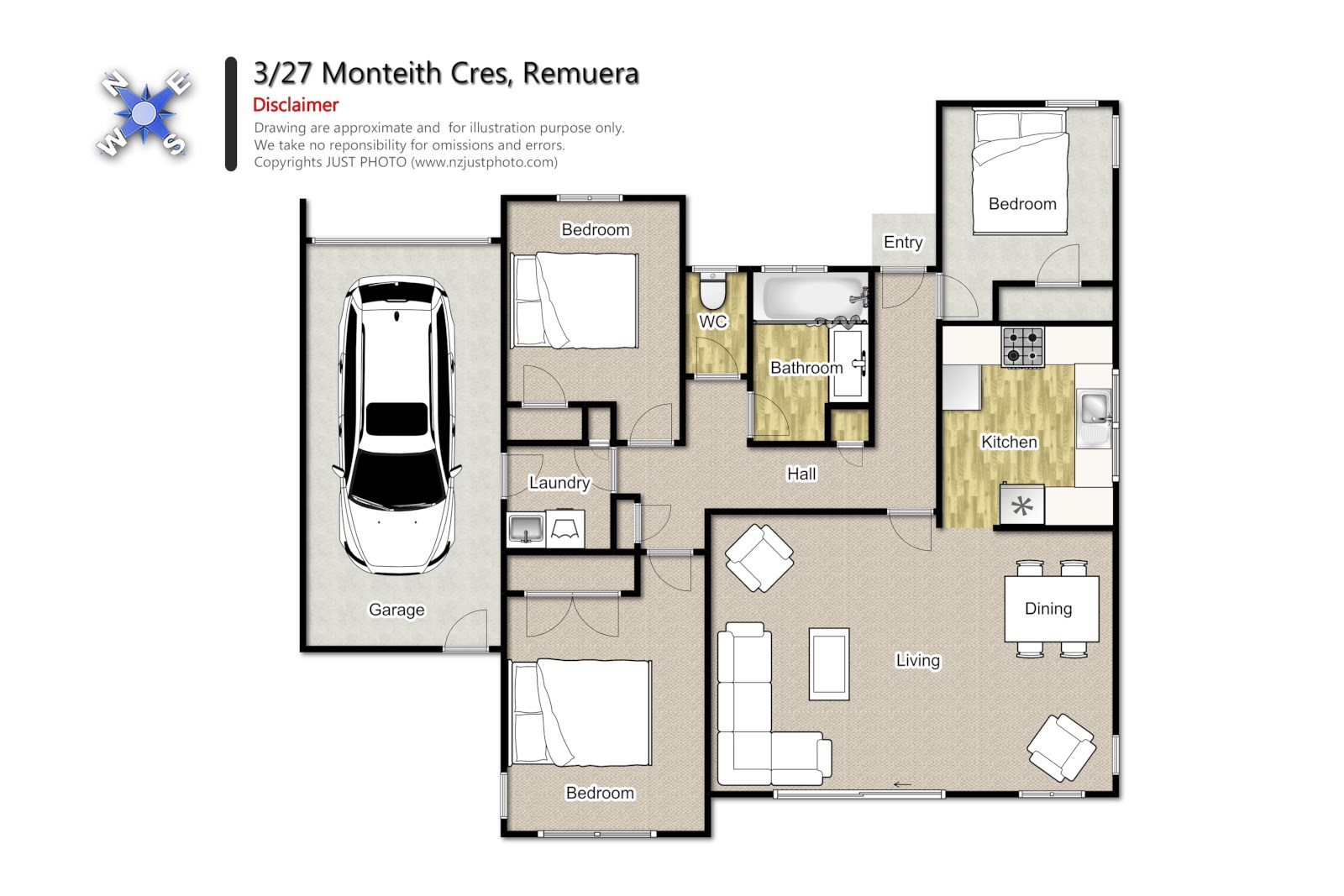 3/27 Monteith Crescent, Remuera, Auckland, 3 कमरे, 0 बाथरूम, Single room