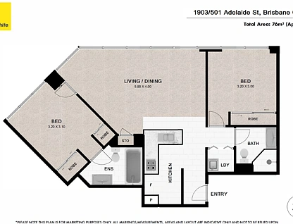 1903/501 Adelaide Street, Brisbane City, Brisbane - Inner City Region, 2 habitaciones, 2 baños, Apartment