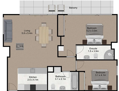 107/47 Hobson street, Auckland Central, Auckland City, 2 ห้องนอน, 2 ห้องน้ำ, Apartment