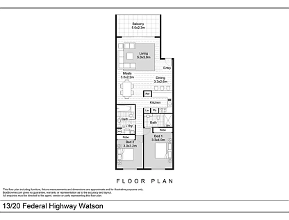 13/20 Federal Highway, Watson, Inner North, 2房, 2浴, Apartment