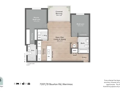 7207/31 Bourton Road, Merrimac, Gold Coast, 2 कमरे, 2 बाथरूम, Unit