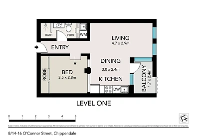 8/14-16 O'Connor Street, Chippendale, NSW 2008, 1房, 1浴, Apartment