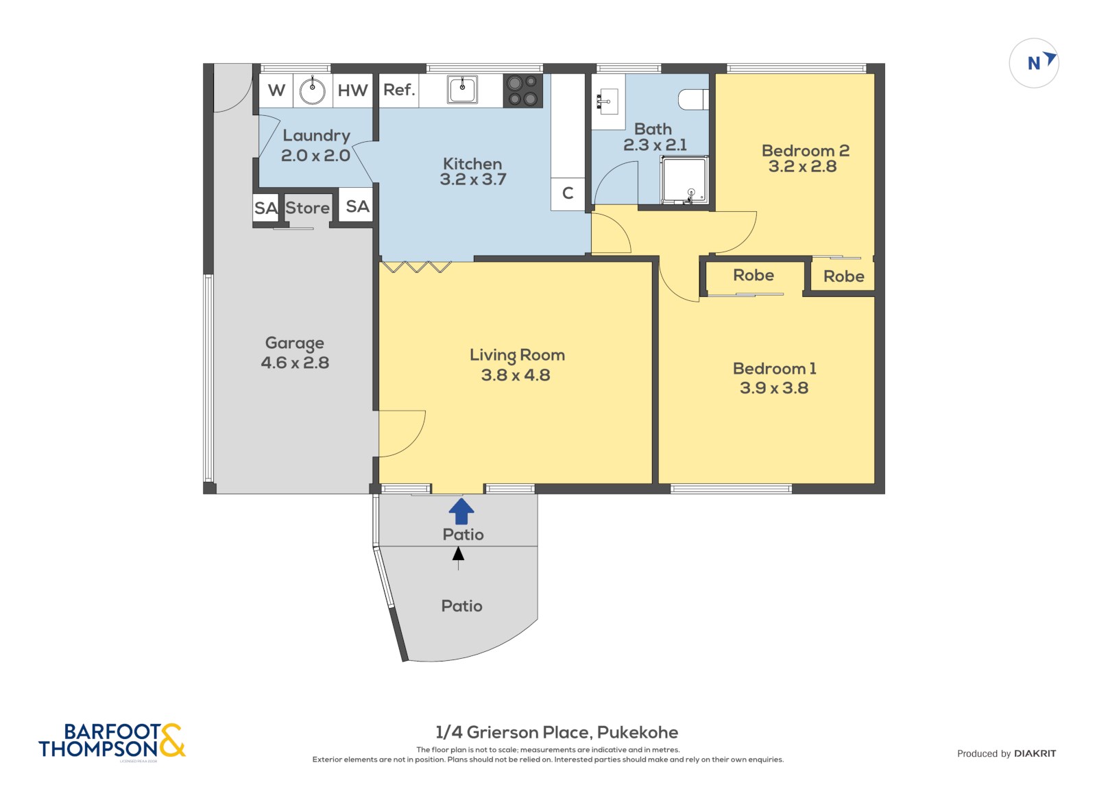 1/4 Grierson Place, Pukekohe, Auckland - Franklin, 2 phòng ngủ, 1 phòng tắm, House