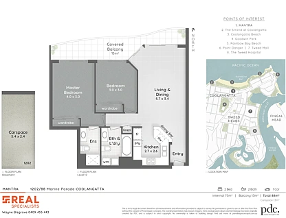 1202/88 Marine Parade, Coolangatta, Gold Coast, 2 ห้องนอน, 2 ห้องน้ำ, Apartment