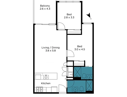 102/3 Olive York Way, Brunswick West, North Melbourne, 2 कमरे, 2 बाथरूम, Apartment