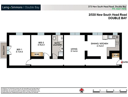2/530 New South Head Road, Double Bay, Eastern Suburbs, 2 રૂમ, 1 બાથરૂમ, Apartment