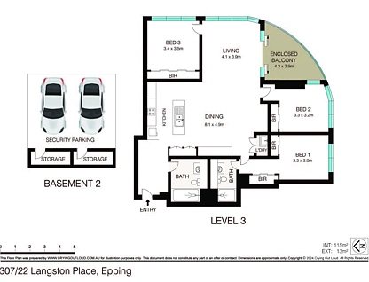 307/22 Langston Place, Epping, Upper North Shore, 3 Bedrooms, 2 Bathrooms, Apartment