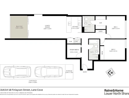314/14-18 Finlayson Street, Lane Cove, Lower North Shore, 2 침실, 2 욕실, Apartment