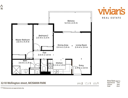 32/10 Wellington Street, Mosman Park, North West Perth, 2 कमरे, 1 बाथरूम, Apartment
