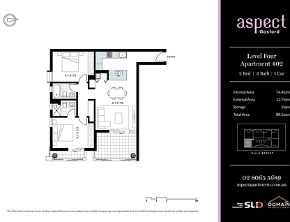 Level 4/402/62 Hills Street, North Gosford, Central Coast, 2 rūma, 2 rūma horoi, Apartment