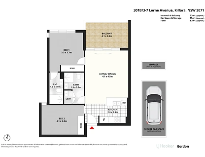 B301/3-7 Lorne Avenue, Killara, Upper North Shore, 2部屋, 2バスルーム, Apartment