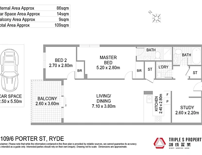 F1.6109/6 Porter Street, Ryde, Upper North Shore, 2房, 2浴, Apartment