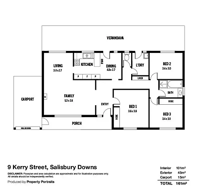 9 Kerry Street, Salisbury Downs, SA 5108, 3房, 1浴, House