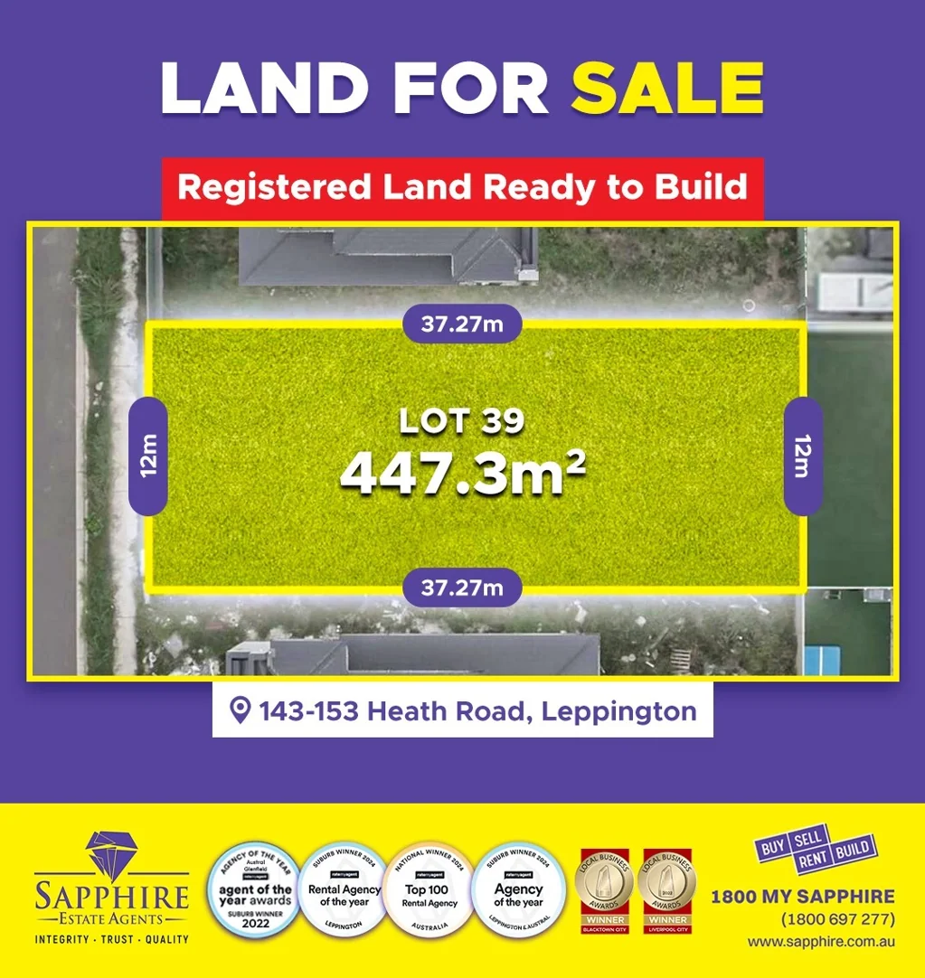 Leppington Land Ready To Build - Registered Land in Prime Location !