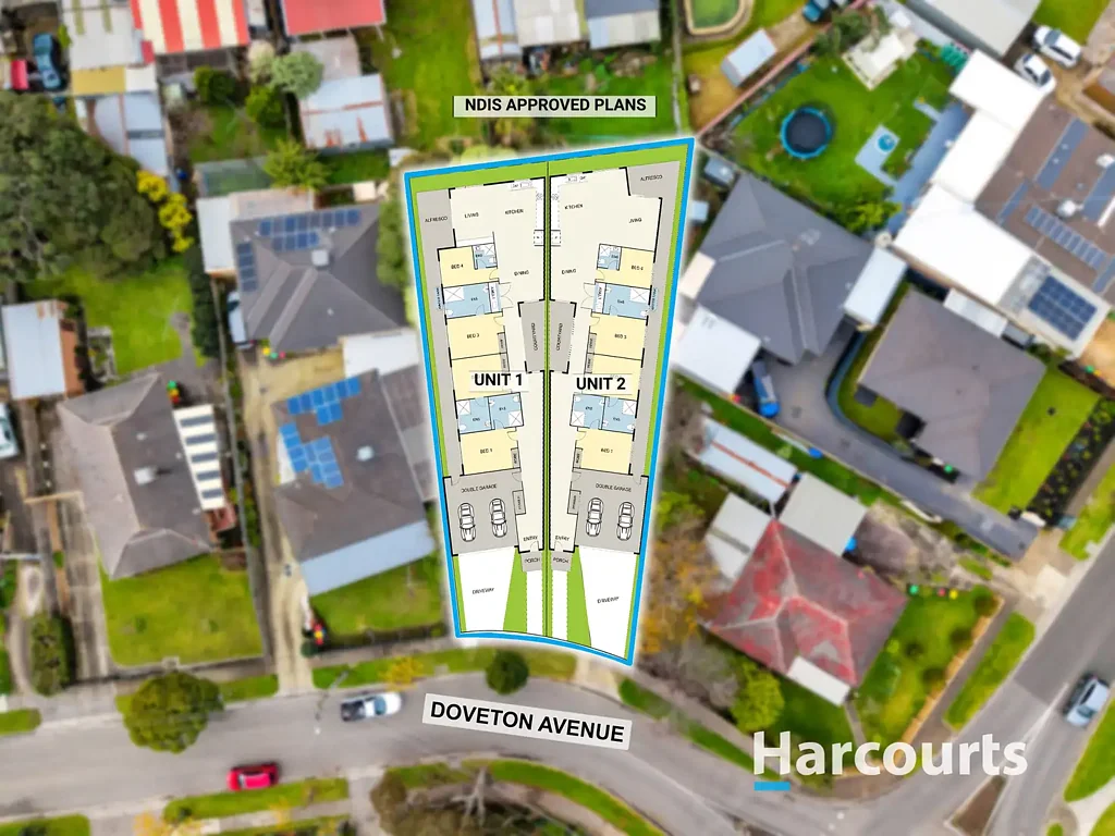 Doveton NDIS许可已获批准 宽敞用地开发潜力大 已批两套并排住宅 每套三卧独卫浴 护理卧室内带卫浴 高需求增长区域位 近学校商店交通优 规划到位省时省力 Two NDIS Permit Approved Dwelling Opportunity for Developers/Investors