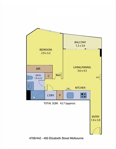 户型图 - 4706/442 Elizabeth Street, Melbourne, VIC 3000